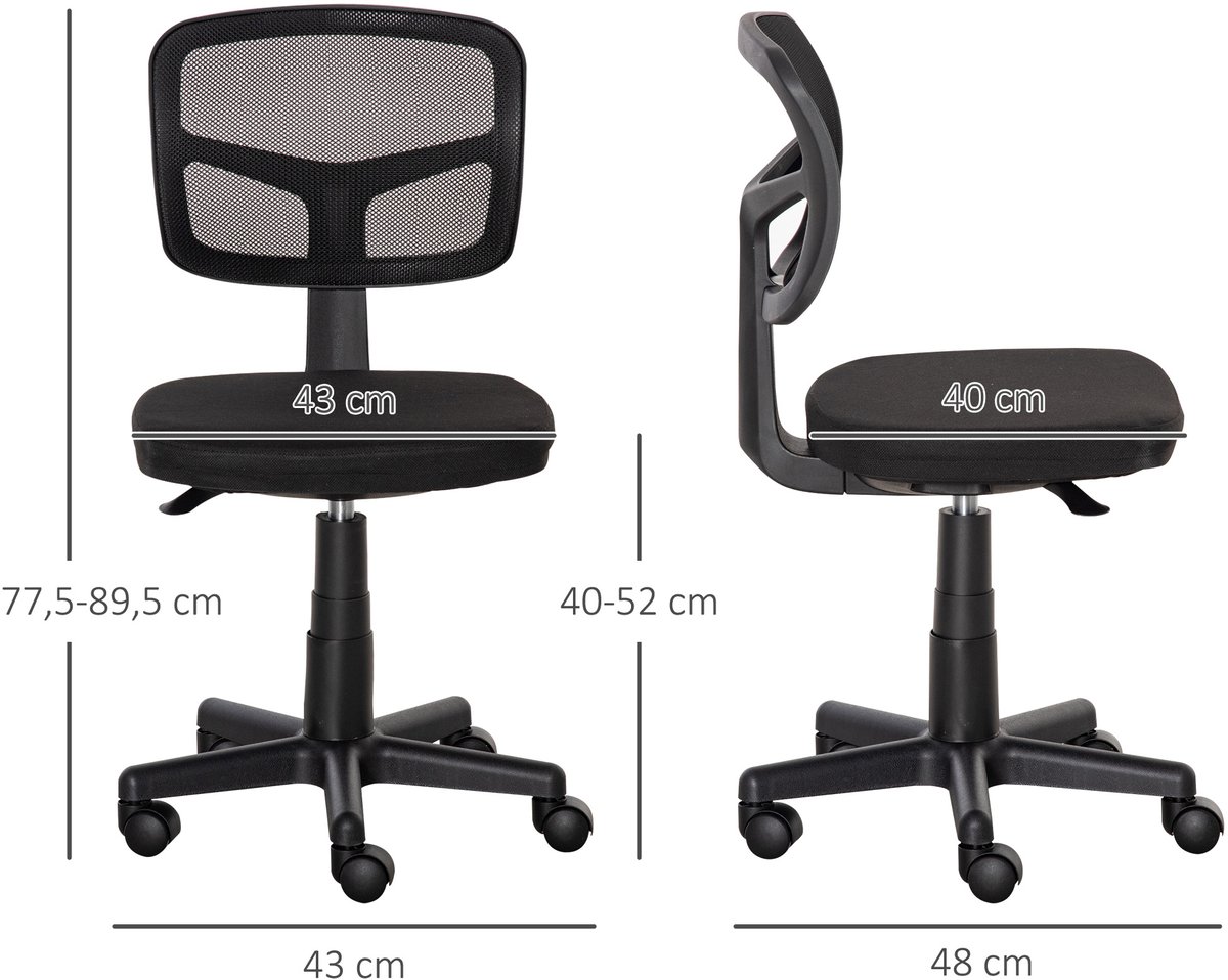 Bureaustoel-ergonomische bureaustoel - in hoogte verstelbare draaistoel - ruimtebesparend-zwart thumbnail 5