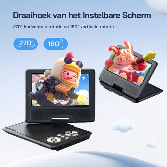 Draagbarer Dvd Speler - Draagbare Dvd Speler met Scherm - Draaibaar Scherm - Zwart - 21cm x 16cm x 4cm — afbeelding 4