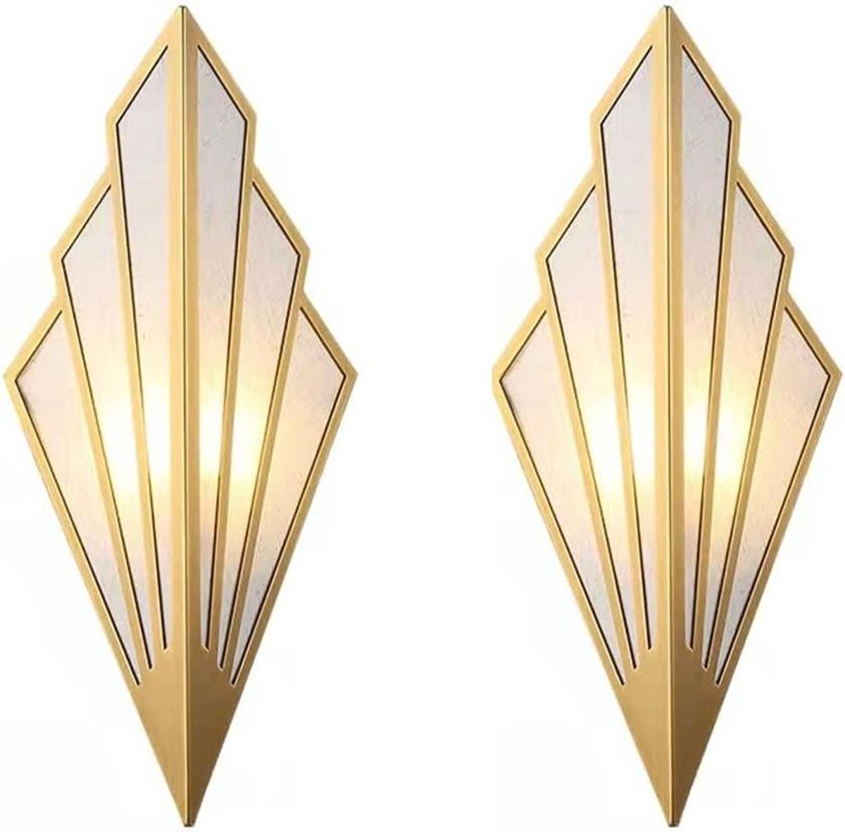 Art Deco Wandlampen - Wandlampen Waaiervorm - Sfeerverlichting Huis - Linnen Lampenkap - 43 cm Hoogte - Goud