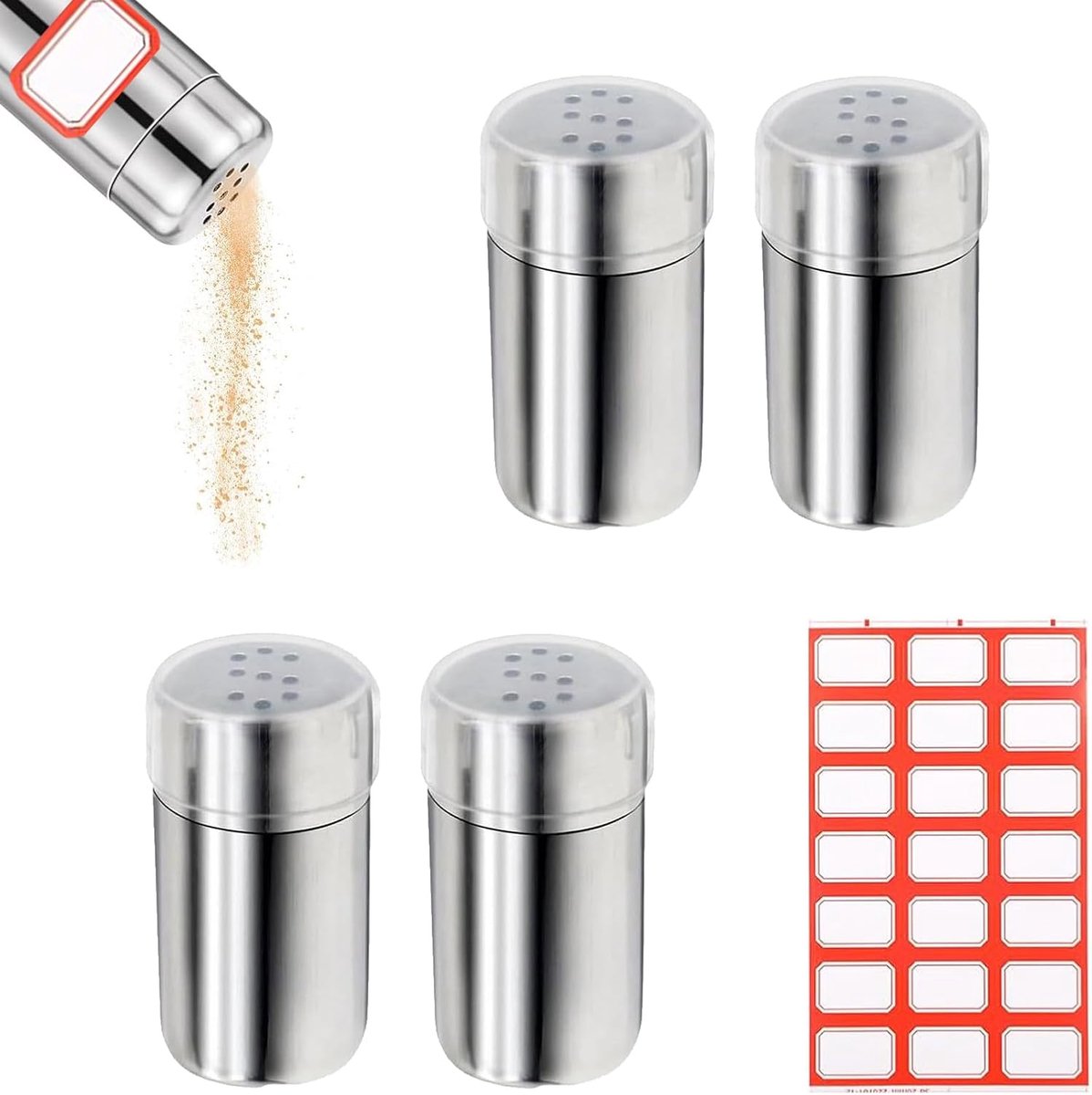 4 Pcs Mini Salt Shakers for on the Go Small Salt Shakers Mini Salt Shaker Salt Shaker Stainless Steel Spice Shaker for - ShopVlot