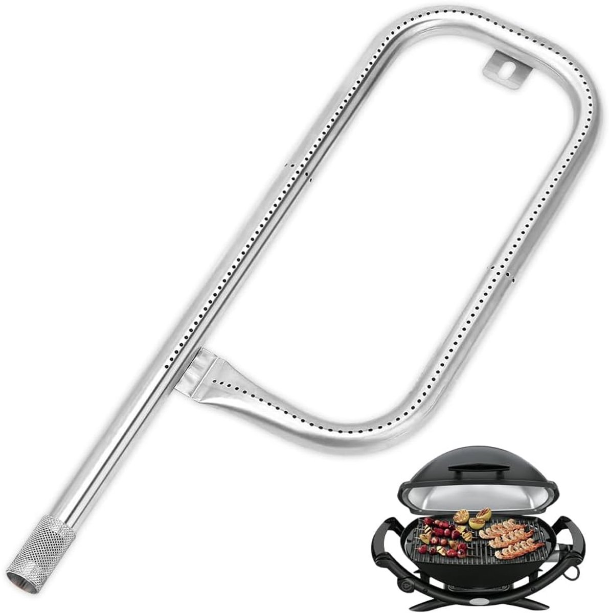 SnelShoppen - 60040 RVS Branders voor Gasbarbecue, Vervangende Branders voor Weber Q100 Q120 Q1000 Q1200, 7.17 Inch, Hoogwaardige 304 Roestvrijstaal,