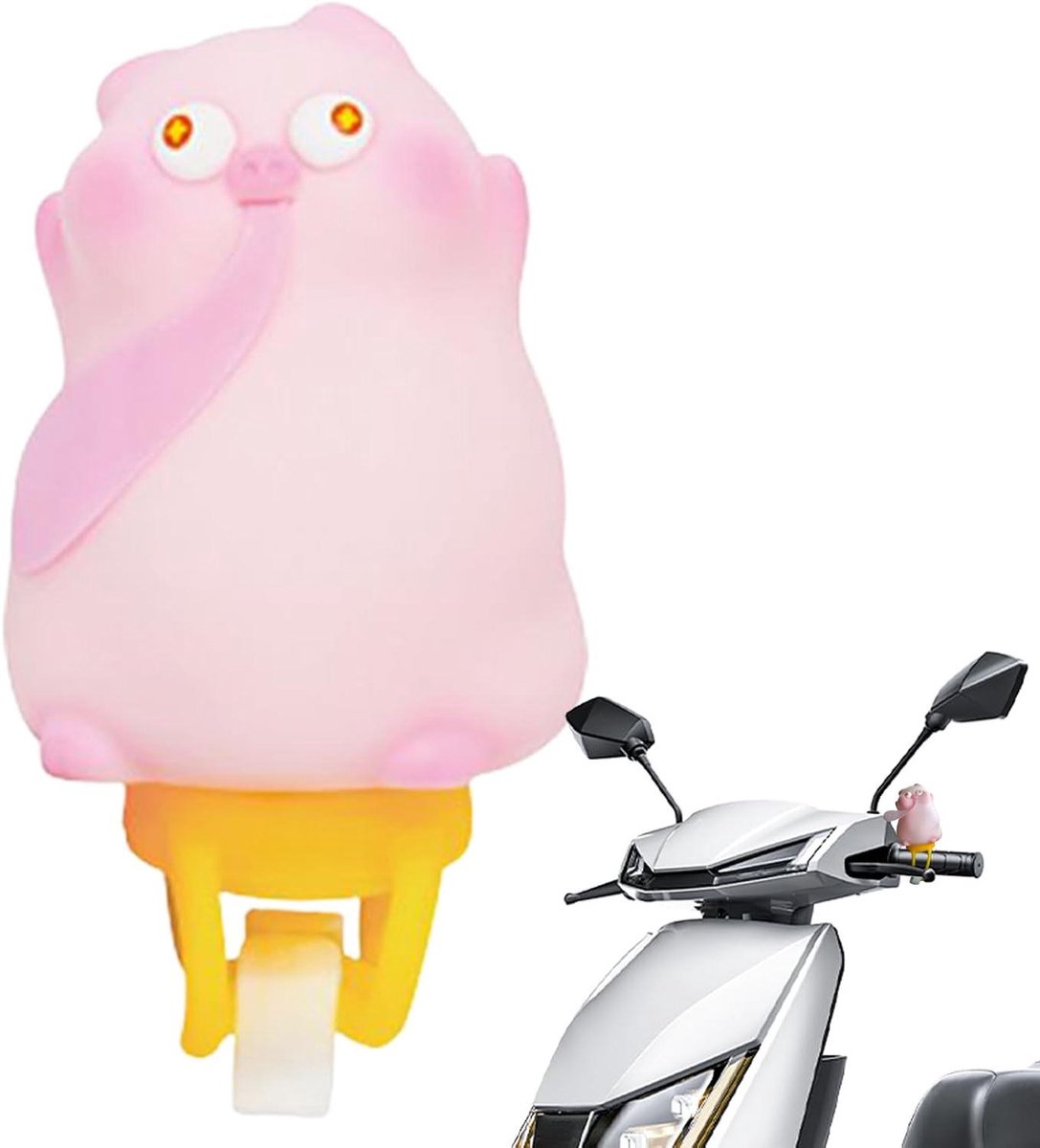 Fiets Stuur Decoratie - Huisdier Ornament - Fiets Versieren - Dierenfiguur Design - 15 x 6 x 5 cm - Varken