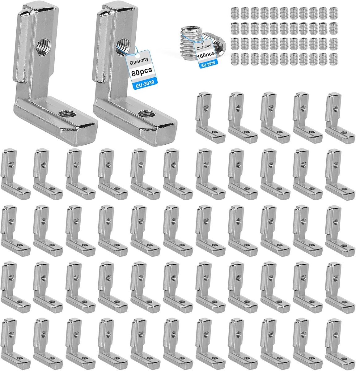 T-Groef Hoekverbindingen 80 Stuks - Aluminium Legering - Robuust en Rotsbestendig - Voor Europese Aluminium Profielen - ShopVlot