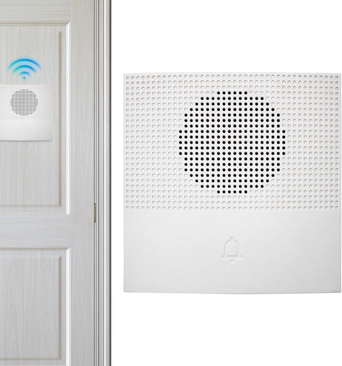 Bedrade Deurbel - Woonhuis Bel - Waarschuwingen Ontvangen - 38 Audio Opties - 10.3x9.5x4 cm - Wit