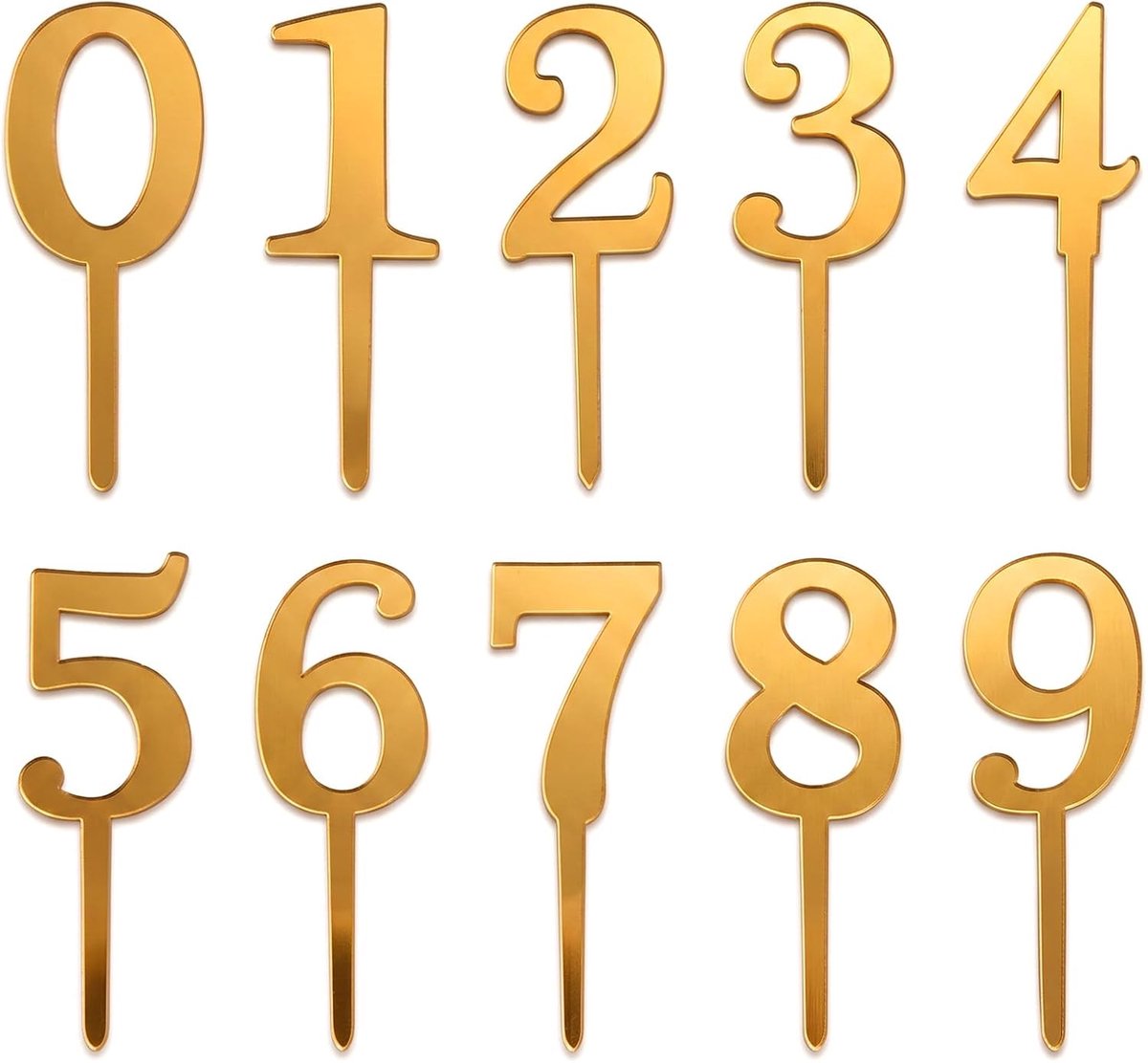 Cake cijfers 0-9 goud - acryl materiaal - glanzend design - stijlvolle taartdecoratie - ShopVlot