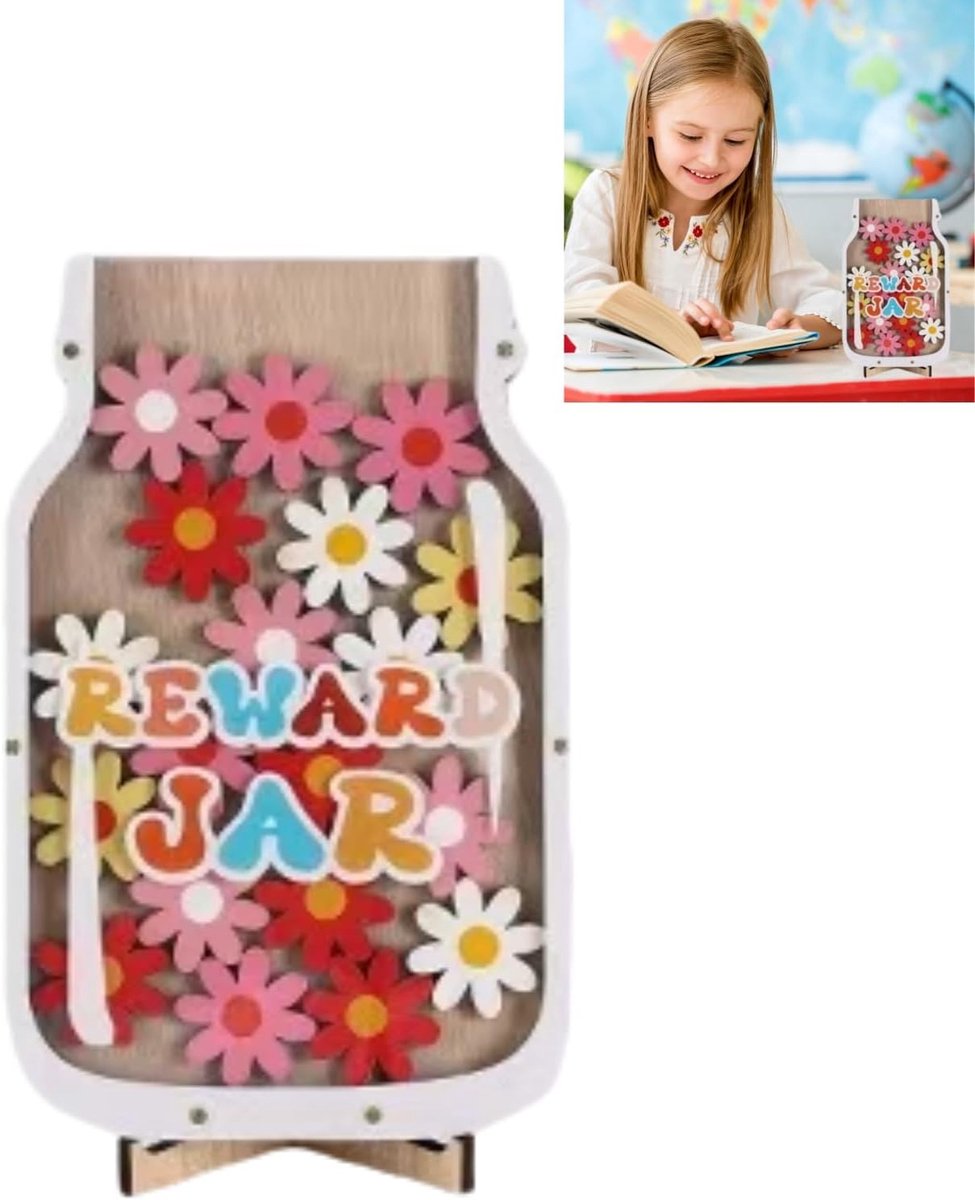 SnelShoppen - Kids Reward Glas - Ster Reward Pot - Motivatie Systeem - Gedragsdiagrammen voor Kinderen - Flower - Voor Thuis en School - Positieve Act