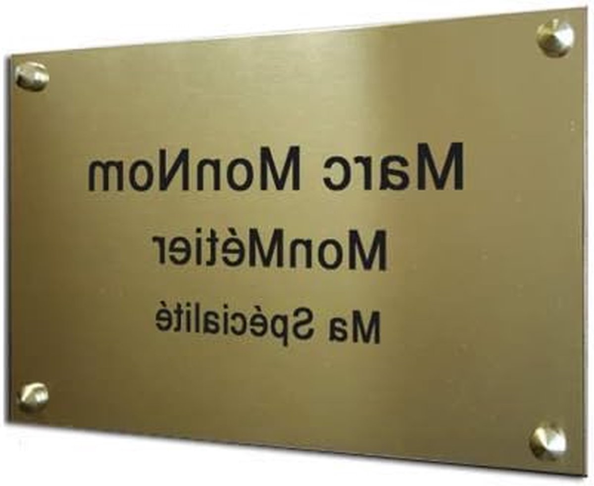 Graveerplaat Aluminium - Naamplaatje Bordje - Adres Aanduiding - Mechanische Gravure - 25 x 15 cm - Goud