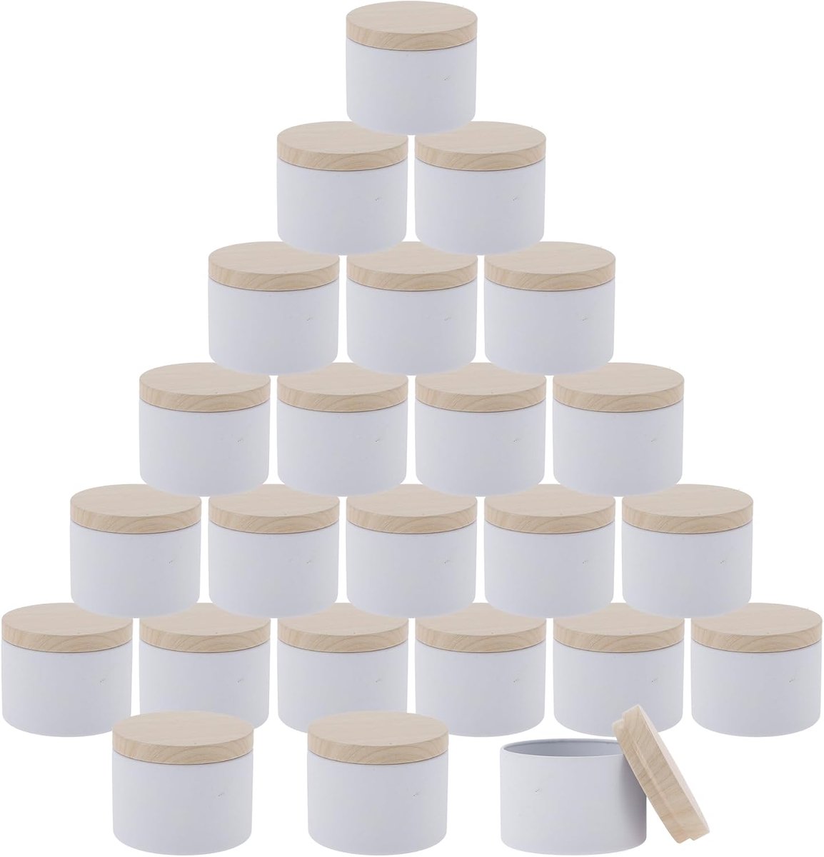 SnelShoppen - 24 Stuks Waxinelichthouders met Deksel voor Kaarsen Maken Wit 8 oz, Functionele Ontwerpen van Blik, Ideaal voor Feest, Tuin en Camping