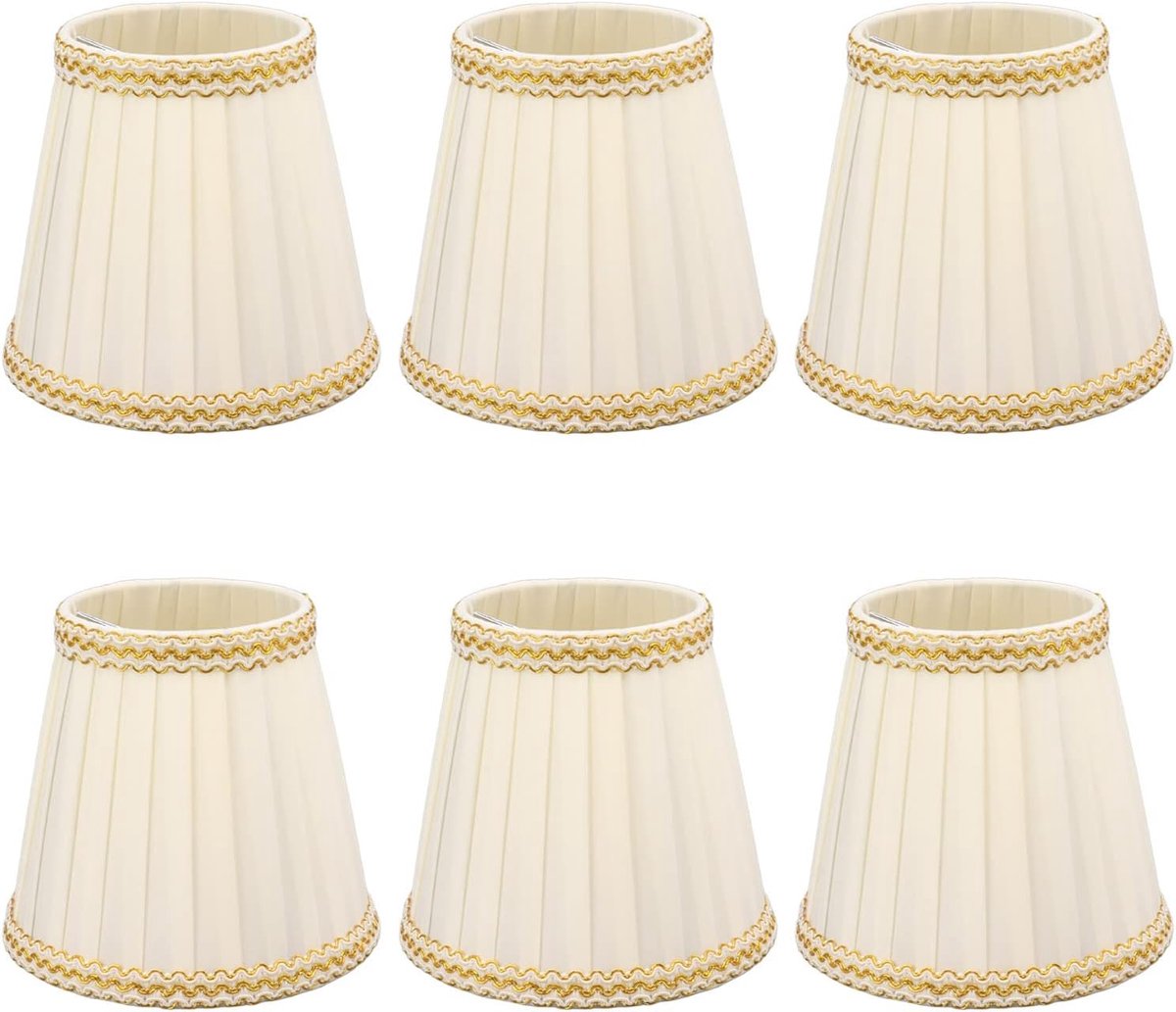 SnelShoppen - Kleine lampenkappen voor kroonluchters, 6 stuks, linnen, 8,9 x 14 x 13,9 cm, vervangingsschermen voor tafellampen, goede lichtdoorlatend