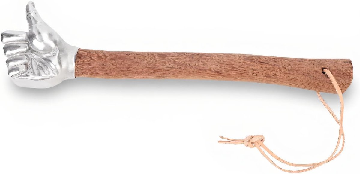 SnelShoppen - Decoratieve Fist Hammer - RVS Hamer met Houten Handvat - Lichtgewicht Handgereedschap voor Noodgebruik - Duurzaam en Roestvrij - Ideaal