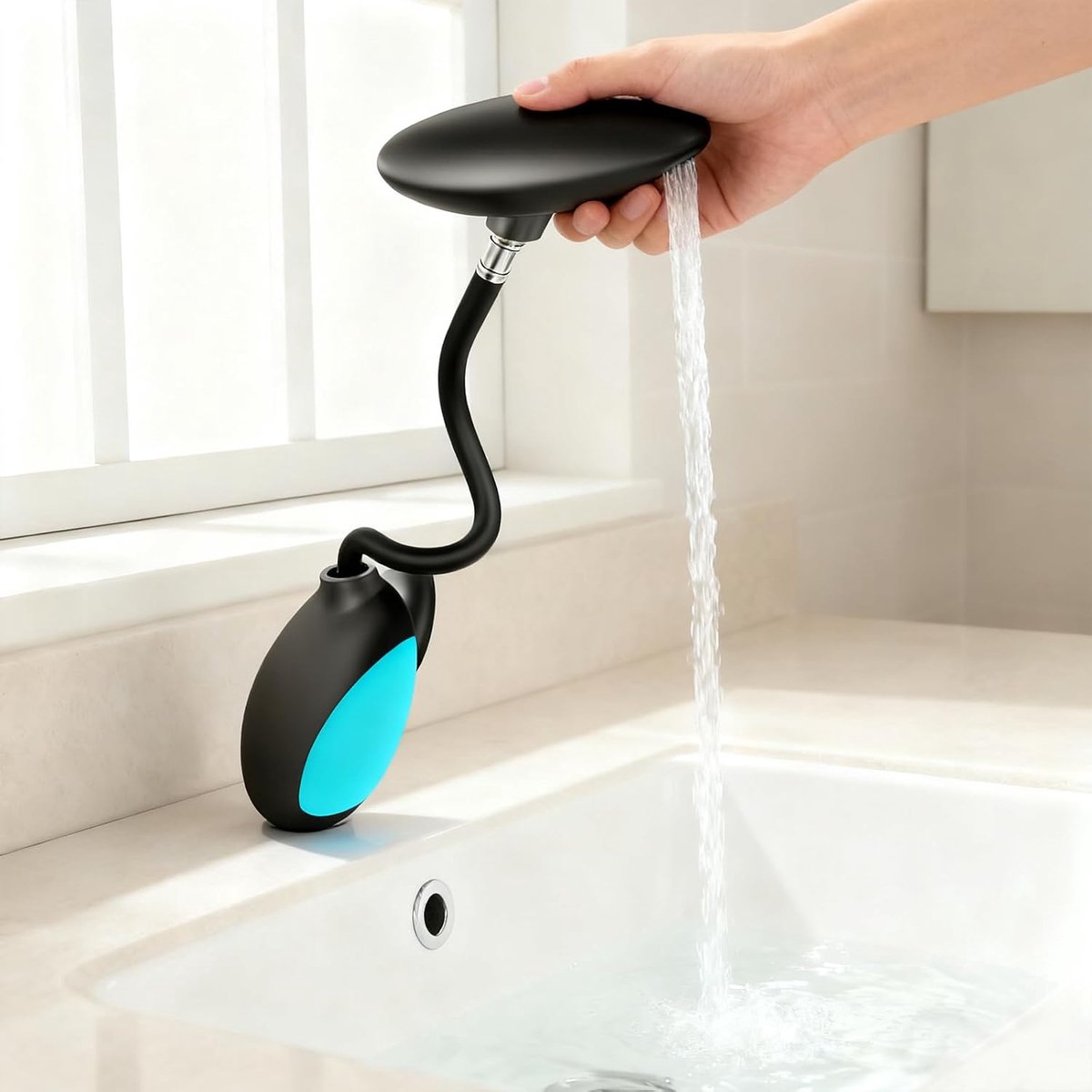 SnelShoppen - Uittrekbare Badkamer Waterkraan met Multikleur Verlichting, 4 Waterstraal Modi, Mengkraan voor Warm en Koud Water, 360° Rotatable, Hydra