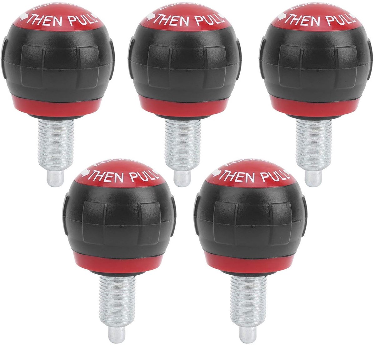 SnelShoppen - Tbest Fitness Pop-pull Pin met Smooth Synthetic Cardboard Handgreep 50 x 45 mm voor Training Wheels, 5 Set van 5 (Zwart Rood)