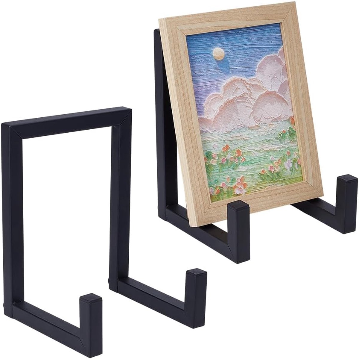 SnelShoppen - 2 Zwarte Plate Holders voor Tafelstandaard, Foto Lijst Houder, Metaal, Elegante Easels voor Tentoonstellingen en Decoratie