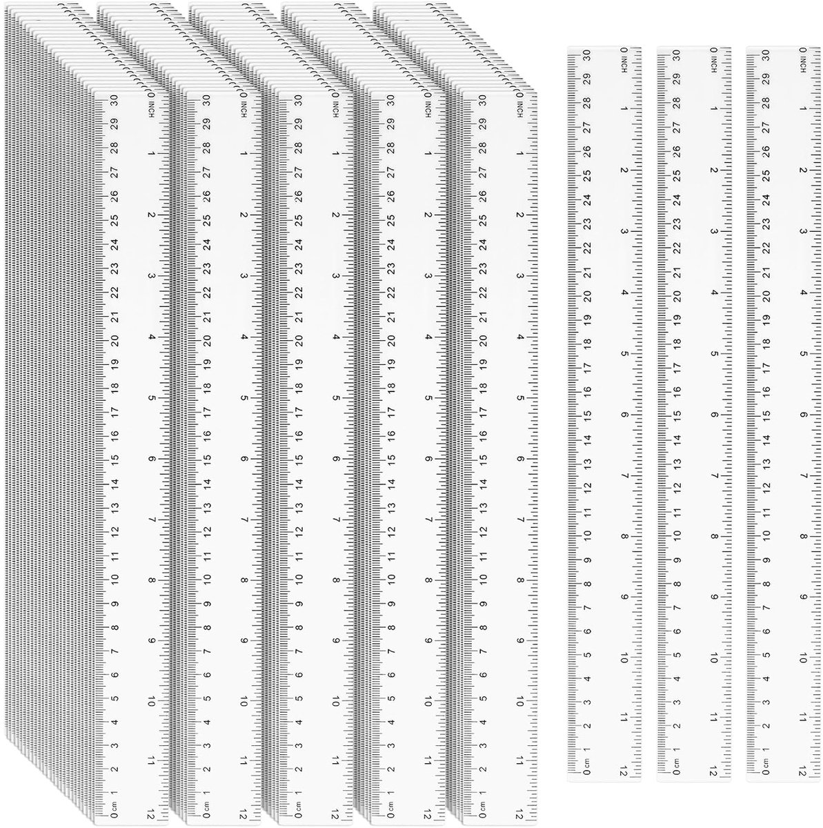 SnelShoppen - 200 Stuks Doorzichtige Plastic Linialen 30 Centimeter - Meetinstrumenten voor Kantoor en Thuis - Metrische en Imperiale Schaal - Perfect