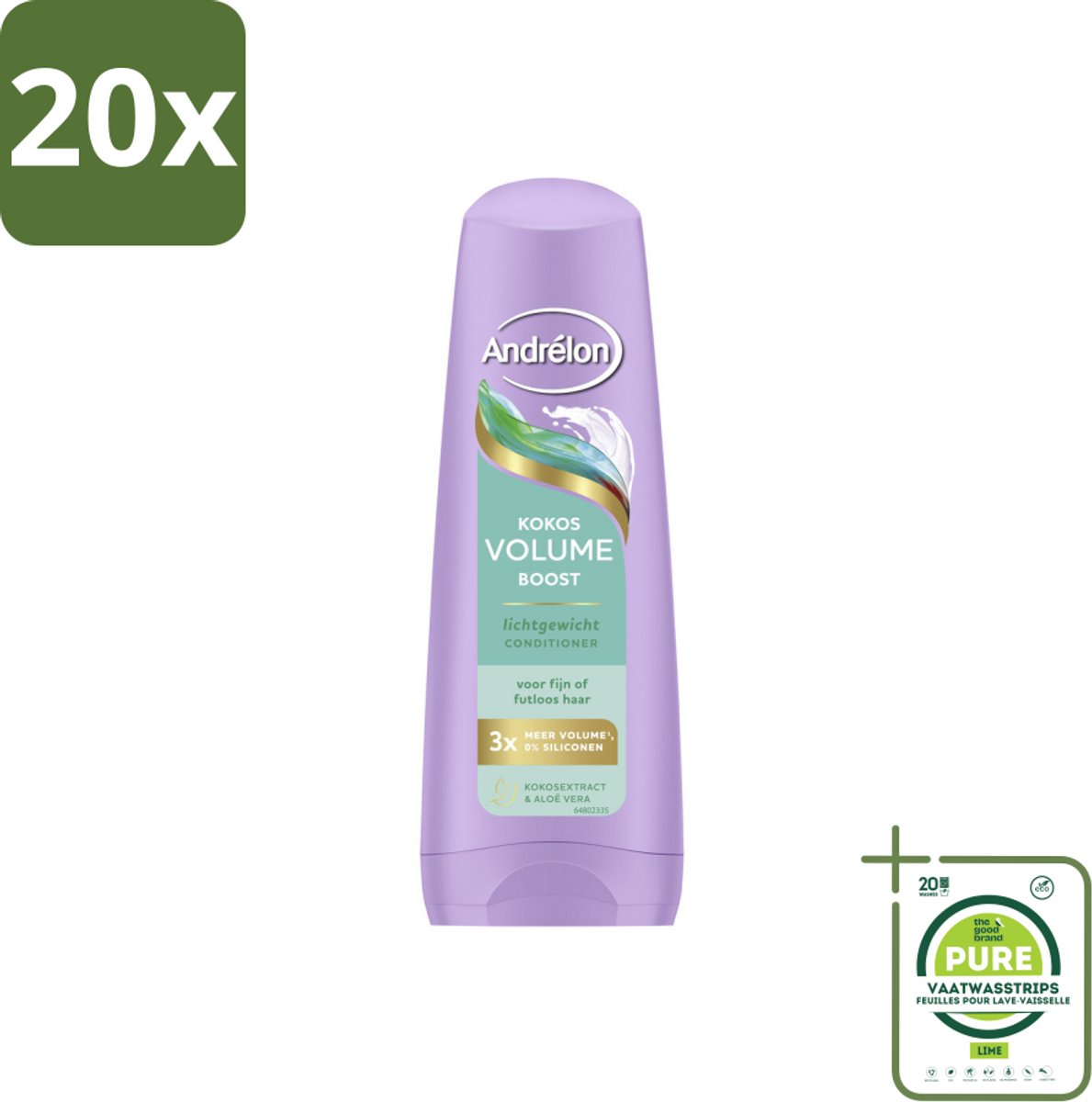 20 x Andrélon – Conditioner – Volume Boost – 200 ml - Grootverpakking - Volume Boost Haar - Kokos Conditioner - Futloos Haar - Luchtig Haar - Volume Haar