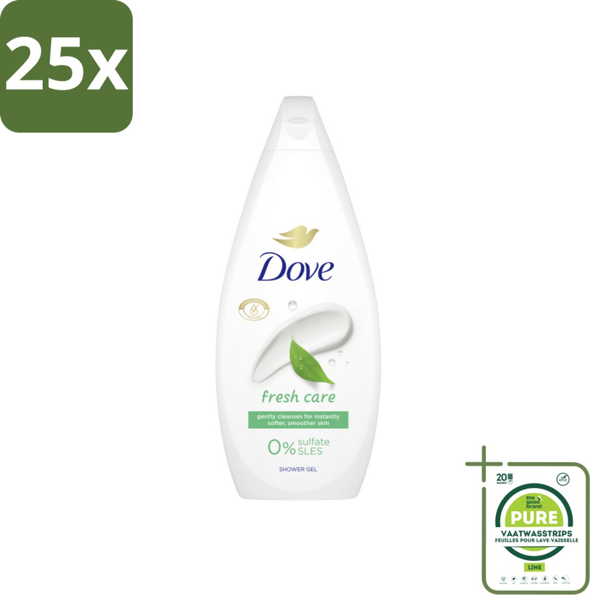 25 x Dove Douchecrème - Fresh Care - 720 ml - Grootverpakking - Douchecrème - Dove - Hydratatie - Zachte Huid - Douchegel