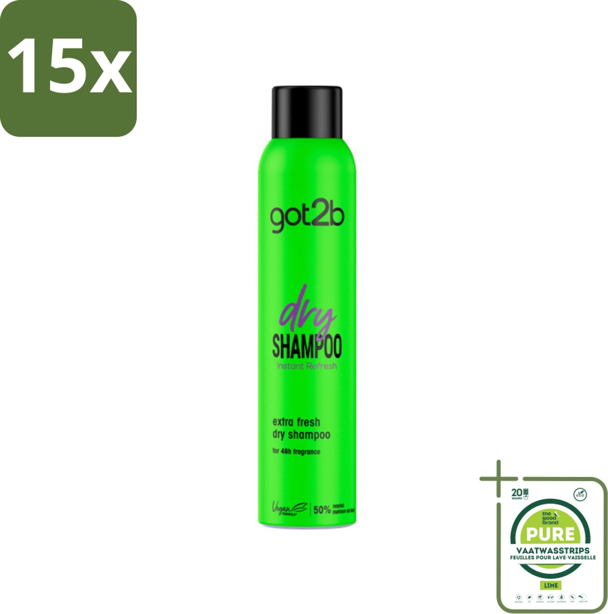 15 x Got2B - Droogshampoo - Extra Fresh - 200 ml - Grootverpakking - Droog Haar - Fris Haar - Droogshampoo - Haarkleur - Haargeur