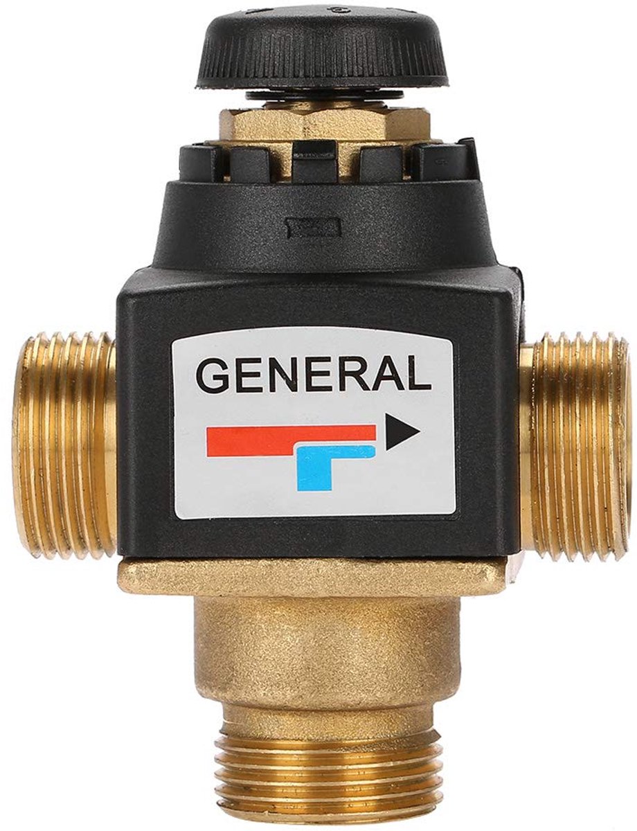 SnelShoppen - Heating Mixer Kraan 3-Weg + Thermostaat Mengklep DN20 Messing Thermostaat voor Zonneboilers en Vloerverwarming