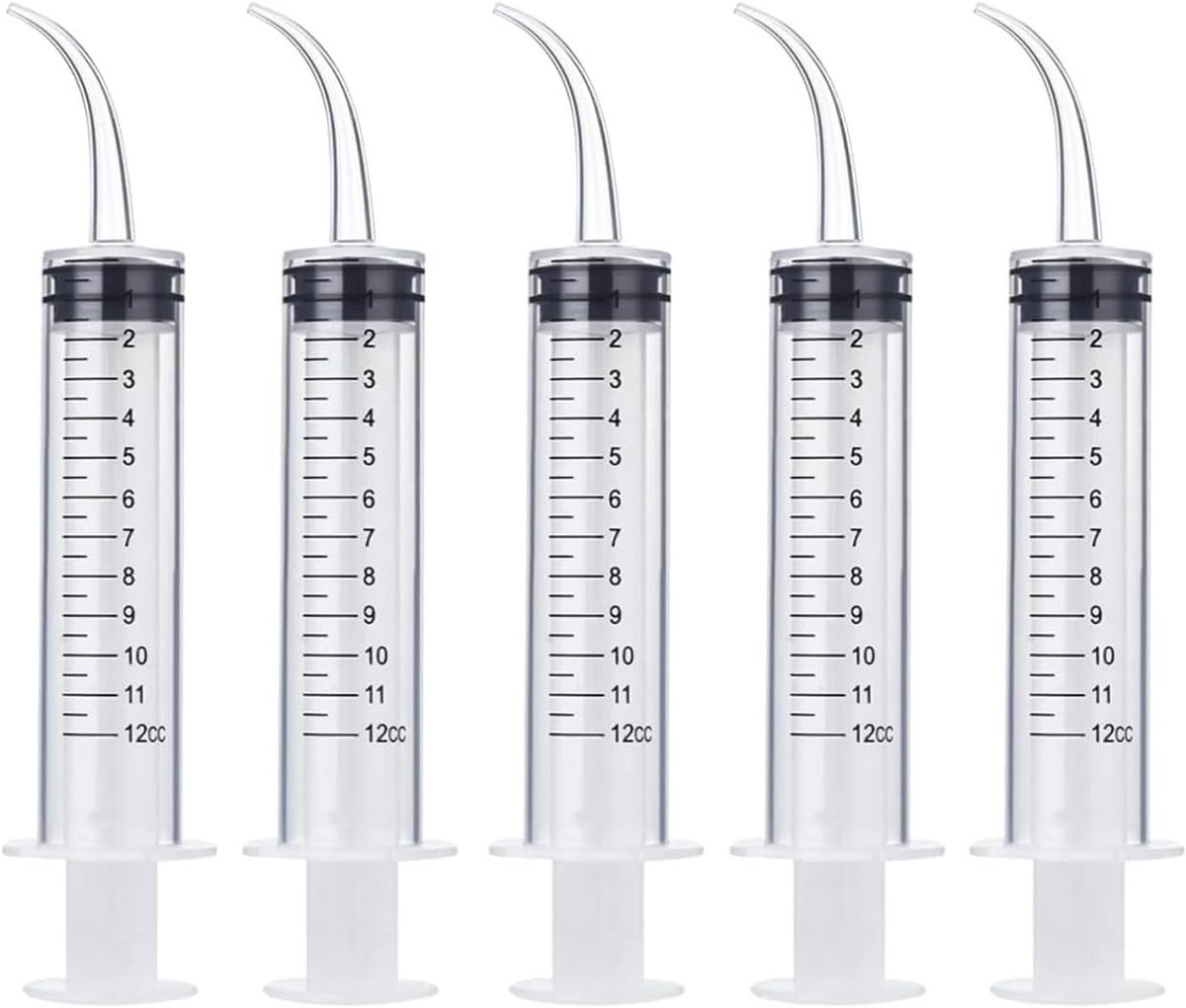 5 spuitpennen met gebogen punt, 12 ml, voor mondsproeier, dierenverzorging en lijm, wasbaar en herbruikbaar - ShopVlot