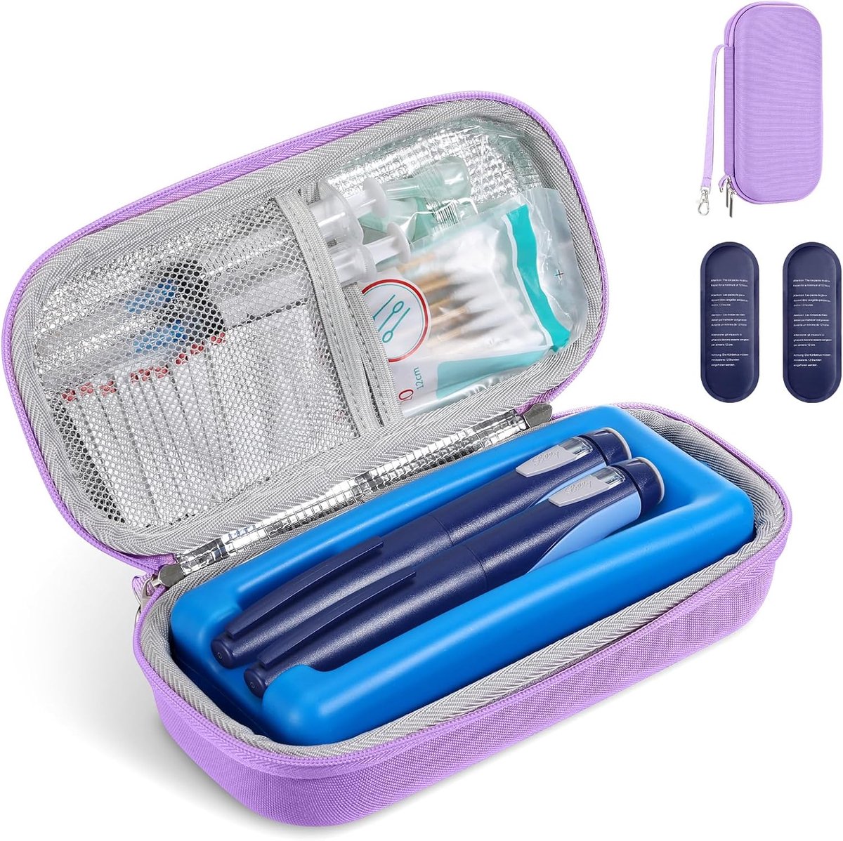 SnelShoppen - MoKo EVA Insuline Koeler Reis Hard Case, TSA Goedgekeurde Diabetes Geïsoleerde Koel Draagtas voor Medicijnen, Klein Draagbaar Medicijn O