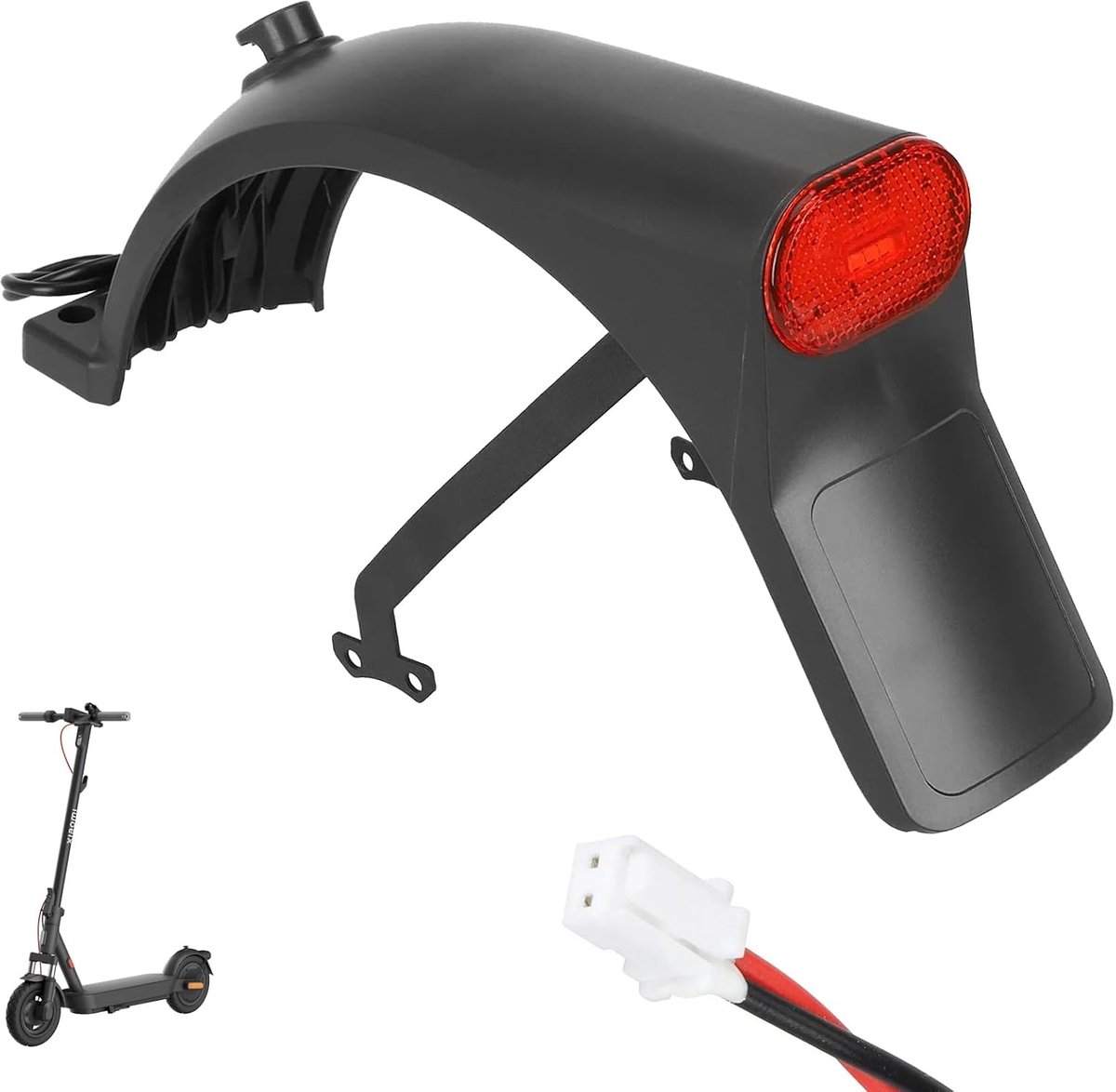 SnelShoppen - Achterspatbord met Achterlicht voor Elektrische Scooter, IP44 Waterdicht, Inclusief Nummerplaat Houder, LED Achterlichten voor Xiaomi 5/