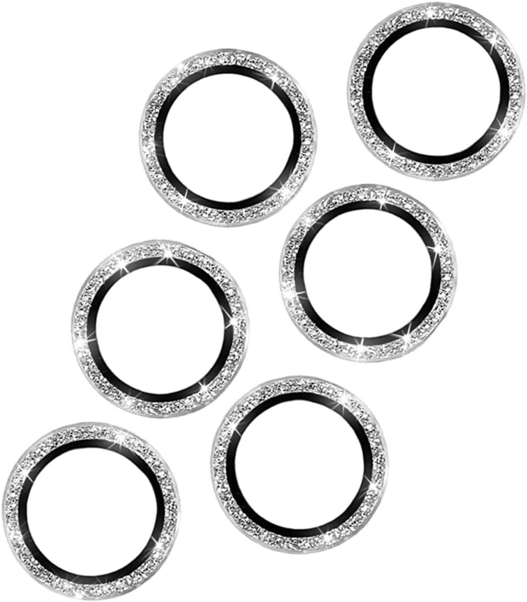SnelShoppen - Set van 6 Camera Lens Beschermers, Metaal en Glas, Krasbestendig HD Glitter Zilver, Geschikt voor iPhone 17, 17 Pro & 17 Pro Max