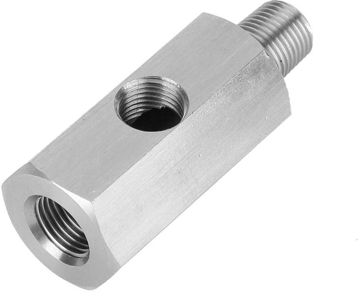 SnelShoppen - Adattatore sensore druk olie M10 1.5, roestvrij staal T-adapter voor NPT, hoge kwaliteit, turbo toepassing, zilver