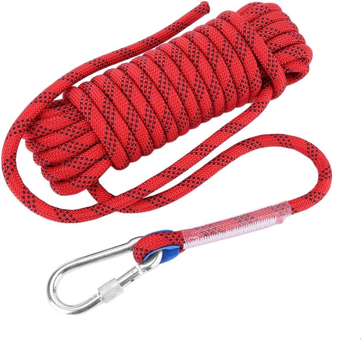SnelShoppen - Klimtouw Overlevingskoord 12 mm Diameter met Trekkoord Panval Paracord Robuust met Karabijnhaak voor Outdoor, Camping en Avontuur