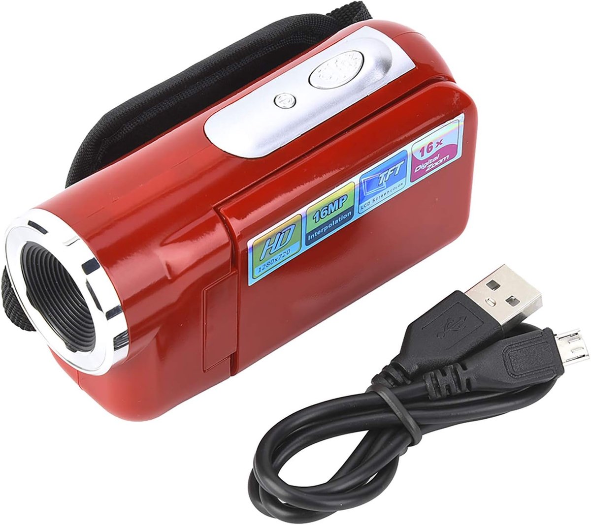 SnelShoppen - TFT LCD Camera Videorecorder, DV Camcorder met 1080P, 16x Digital Zoom, 2 inch TFT-LCD Scherm, Perfect voor Buiten, Fietsen en Hardlopen
