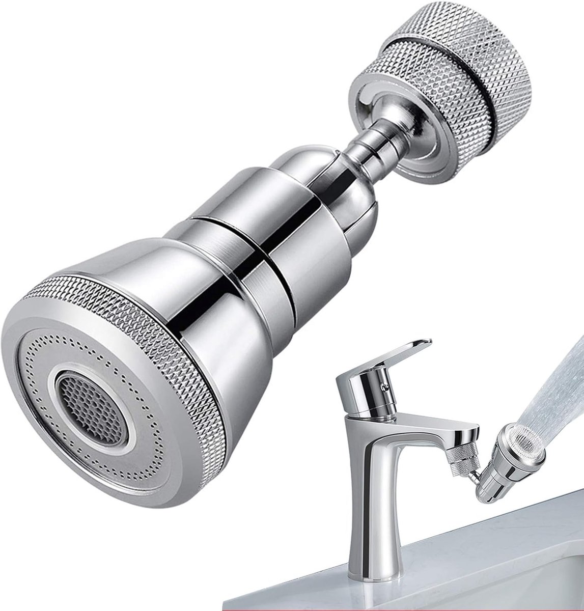 SnelShoppen - Faucet Aerator 720 Graden Rotatable Waterkraan Spuitmond, Antispat Waterfilter voor Kranen, Perlators voor 22mm Vrouwelijke Draad/24mm M