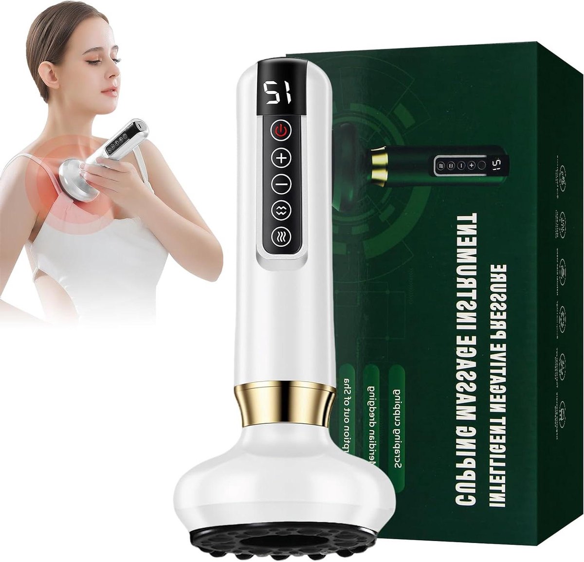 Cupping apparaat - Gua Sha tool - Huid verstrakken - Verstelbare zuigkracht - 8 x 5 x 2 cm - Wit