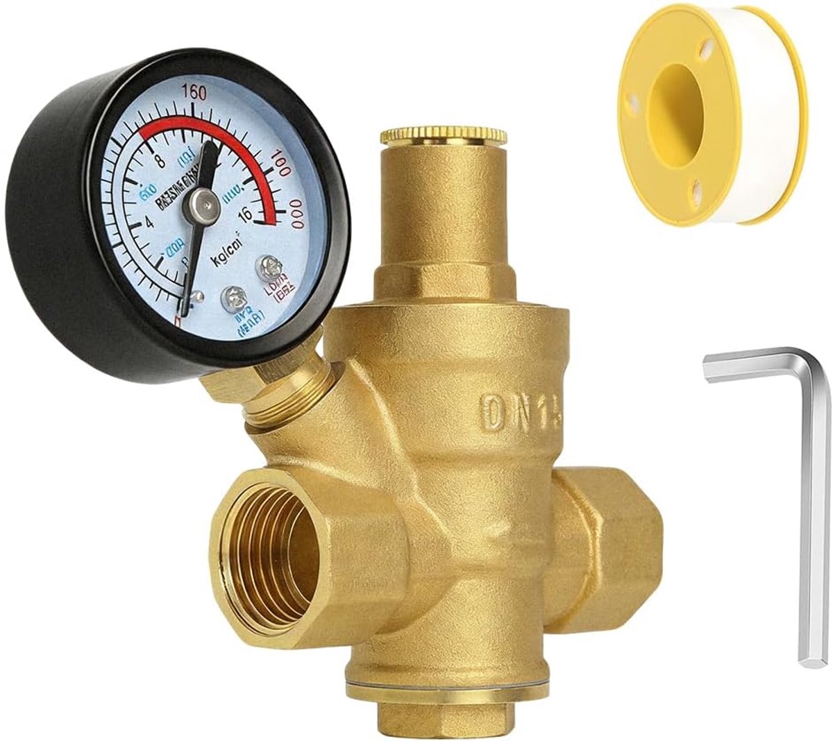 Drukregelaar water 1/2 inch DN15 - messing met manometer - roestvrij en corrosiebestendig - ideaal voor drinkwater - ShopVlot