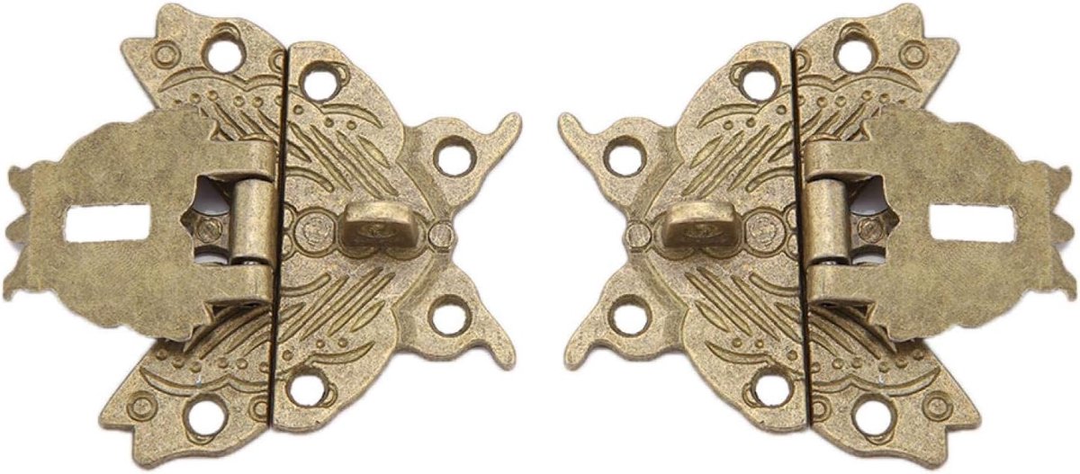 SnelShoppen - Retro Vintage Slot voor Houten Sieradenkist, Decoratieve Sluiting Hasp voor DIY Tas, Messing Kleur, Inclusief Schroeven, Duurzaam, 4 cm
