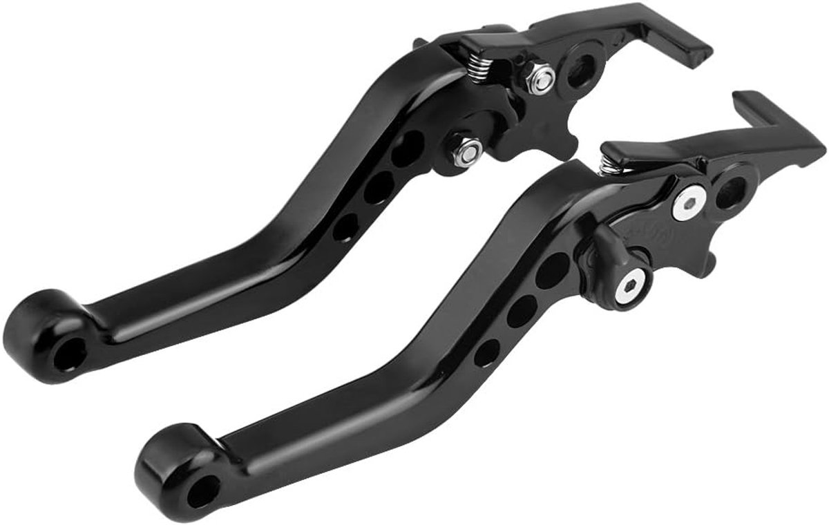 SnelShoppen - Motorfiets Remhevels, 1 Paar CNC Aluminium Motor Scooter Aanpassing Dubbele Schijf Remhevel Dubbele Schijf Koppeling Hevel (Zwart)