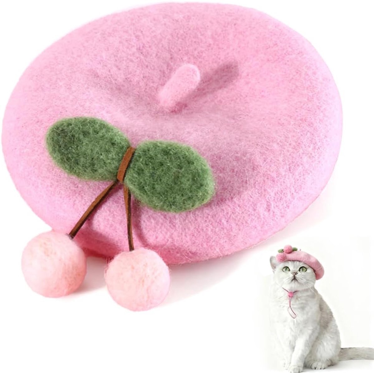 SnelShoppen - Kattenbaret Verstelbare Wollen Kattenmuts Fleece voor Katten, Honden, Kittens en Puppy’s, Ideaal Accessoire voor Feest en Foto's met Ker