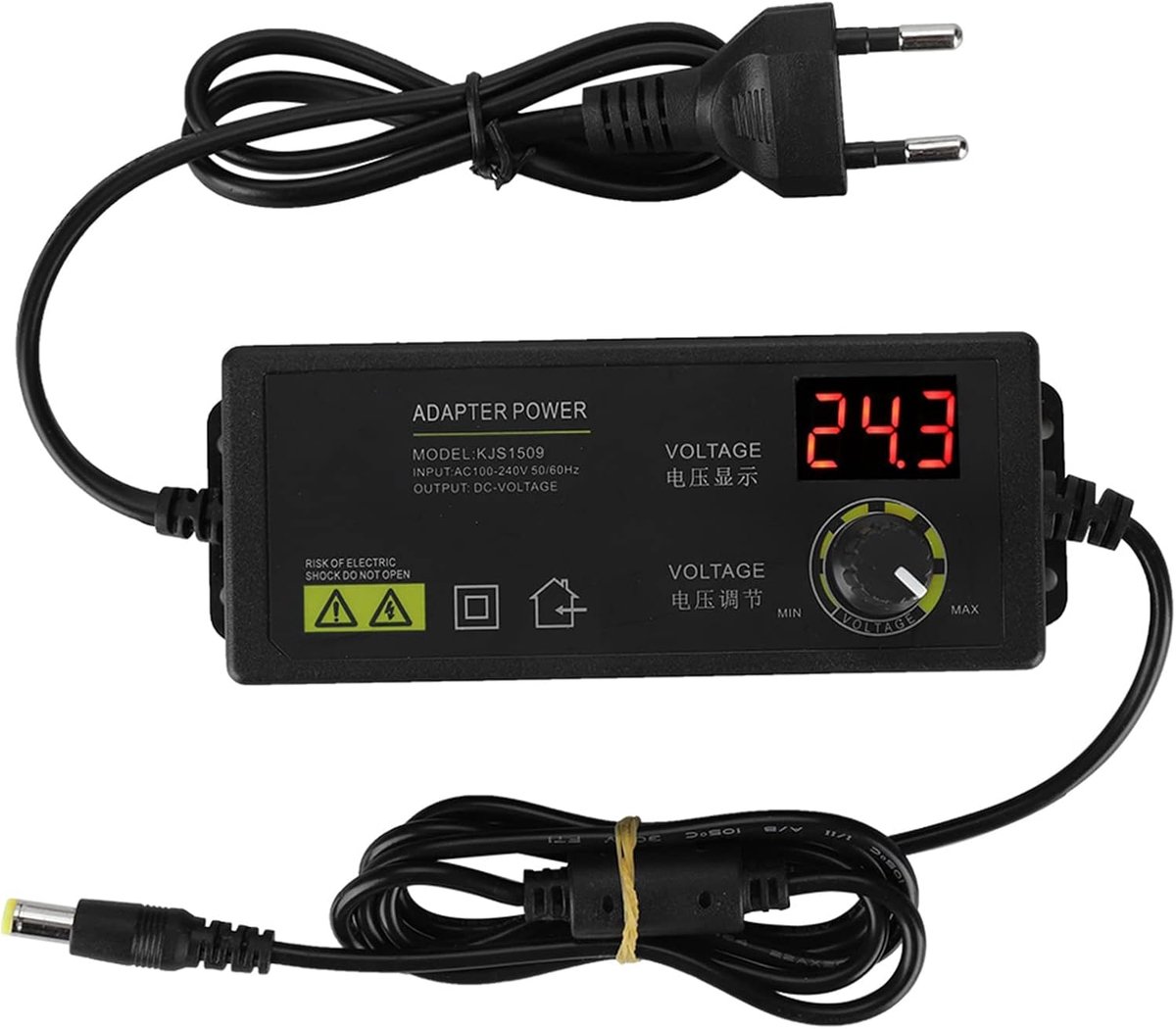 SnelShoppen - Power Adapter Stroomvoorziening 3-36V Instelbare Netaansluiting 60W 1.7A AC DC Adapter voor LCD Monitor, LED Lichtbalk, Motor