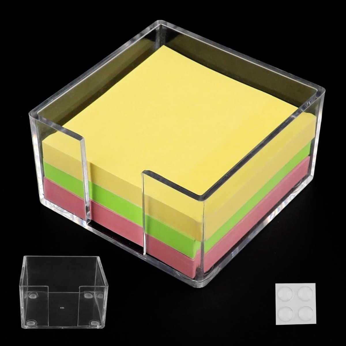 Transparante Acryl Notitiehouder voor Plaknotities, Desk Organizer voor Kantoor, School en Thuis, Inclusief Antislip Pads en Ruimte voor Notitieblokken