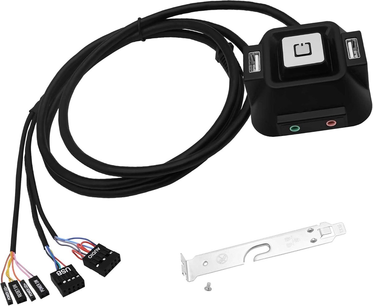 PC Power Button Switch Desktop Computer Case Power Switch with Dual USB Ports Audio Microphone Jack Hard Disk External - ShopVlot
