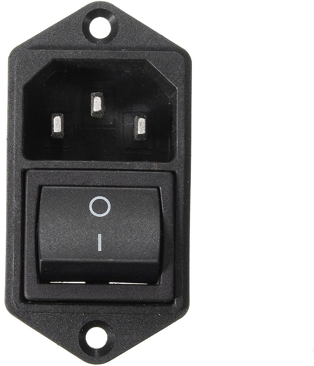 SnelShoppen - Inlaatmodule 10A 250V 3-Pin IEC320 C14 Stekker met Schakelaar en Vervangbare Stop - Zwart