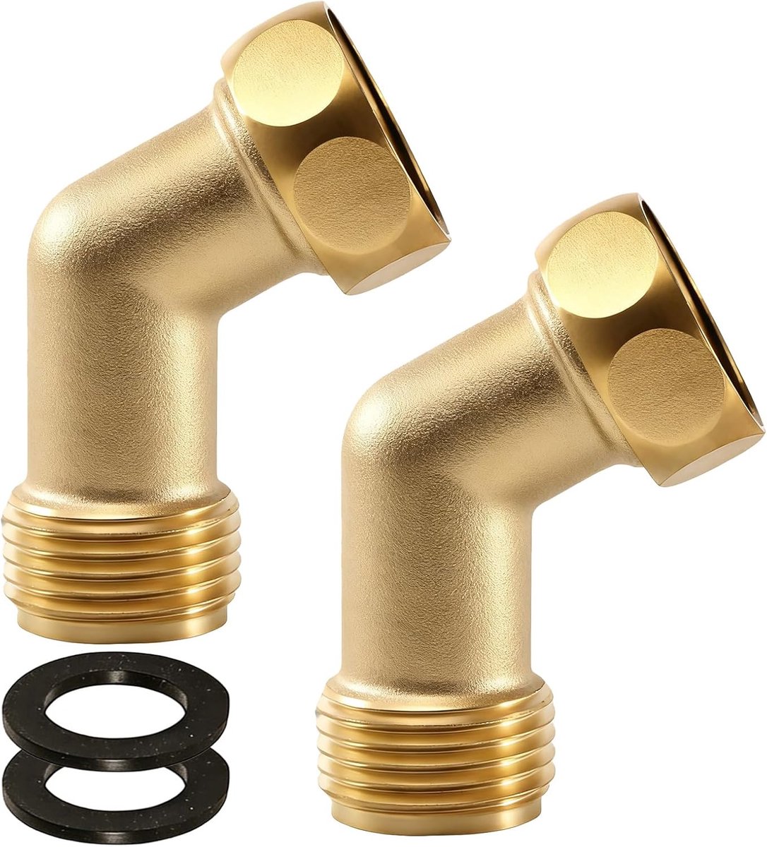 SnelShoppen - 2 Stuks 3/4 Inch Messing 45° Hoekadapter, Messing Buiskoppeling 45 Graden, 3/4 Inch AGxIG Draadverbinding, Sanitaire Fittingen voor Tuin