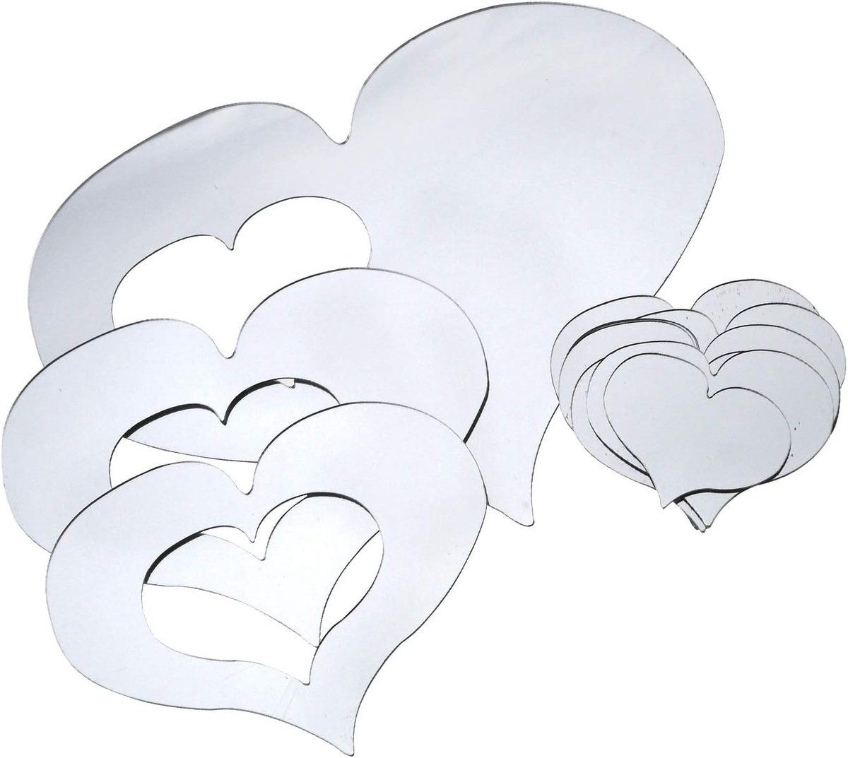 SnelShoppen - Set van 16 muurstickers zelfklevend acryl grijs hartstijl voor woonkamer, slaapkamer, kinderkamer, moderne decoratie