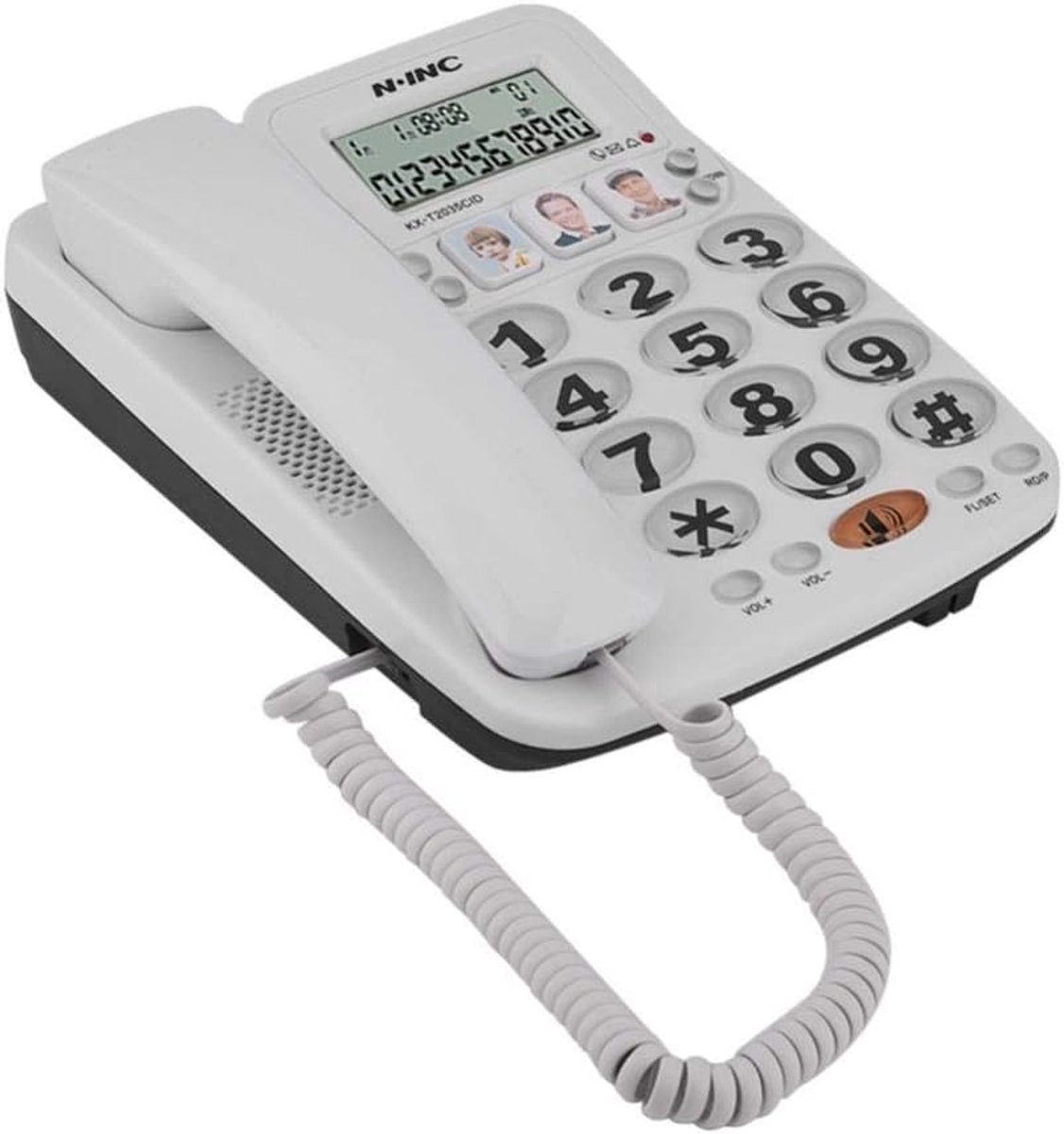 SnelShoppen - Bedrade Telefoon met Handsfree Functie, Vaste Lijn Telefoon voor Thuis en Kantoor met Twee Lijnen, Nummerherkenning, Duidelijke Geluidse
