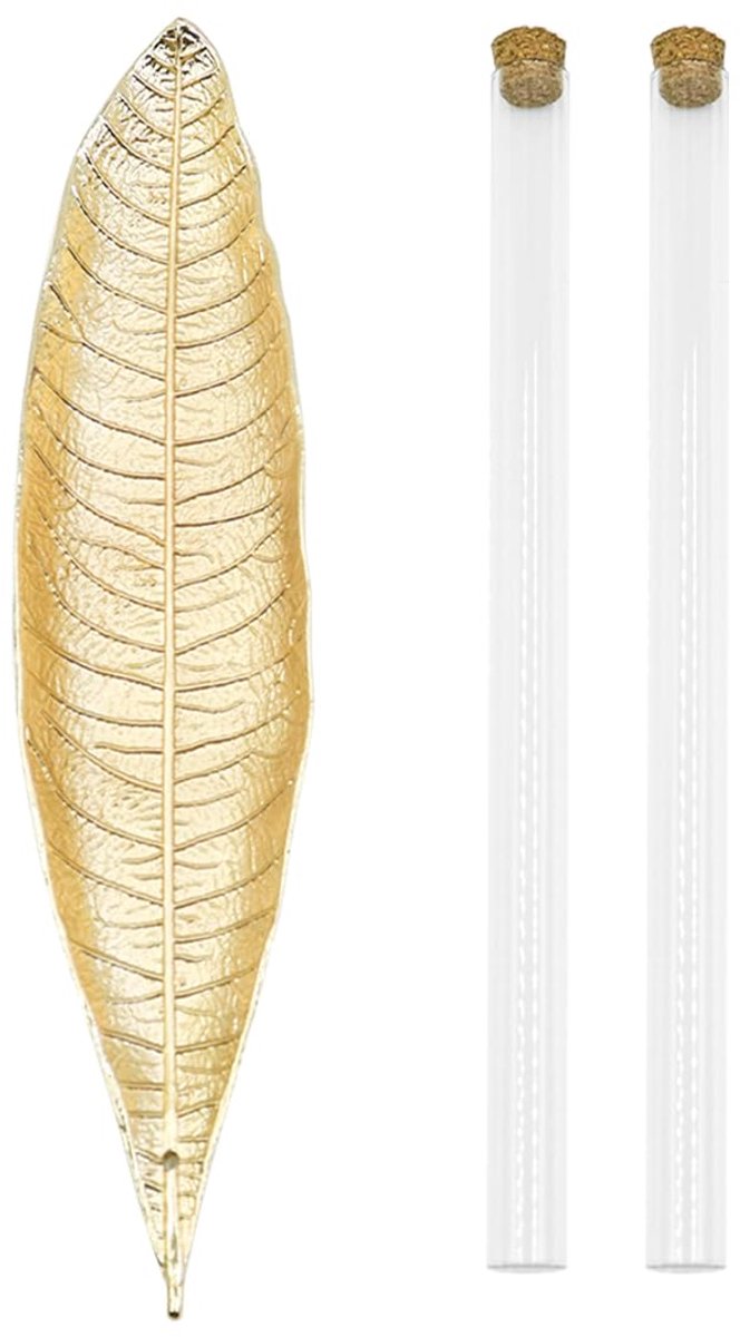 SnelShoppen - 25cm Wierookhouder Kit met Bladvorm Asvang, Metalen Wierookbrander van Zinklegering voor Thuis, Kantoor, Yoga en Meditatie