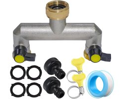 2 Way Valve Water Distributor, RoseFlower 3/4" Brass Threaded Faucet Garden Hoses Splitter Connectors Hose Divider - ShopVlot