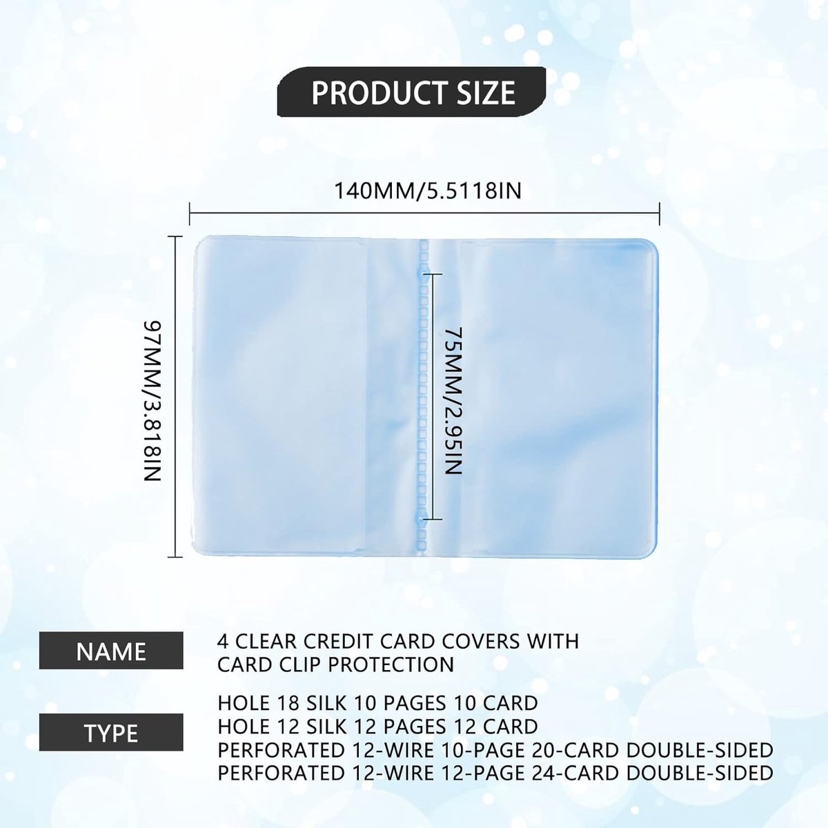 Transparante plastic portemonnee inserts - 4 stuks - 10/12/20/24 sleuven - ideaal voor pasjes en ID - ShopVlot