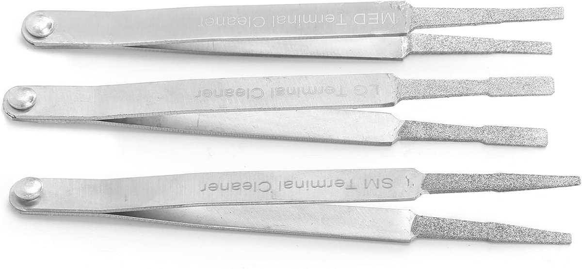SnelShoppen - Diamond Tip Elektrisch, 3-Delige Terminal Cleaner Set voor Auto Reparatie, Elektrische Terminal Reinigingskit voor Flat en Paddle Termin