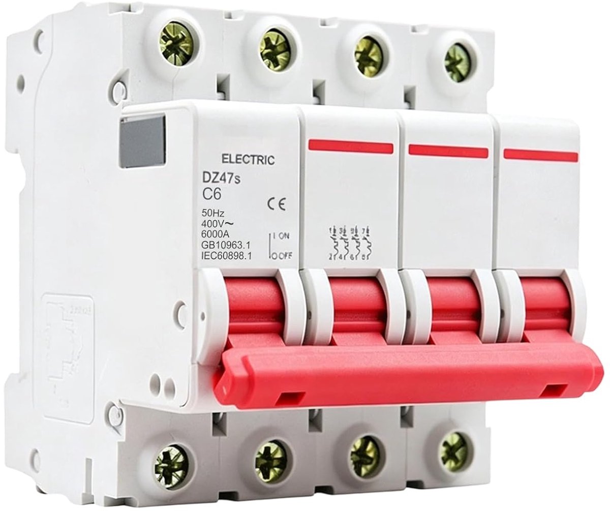 SnelShoppen - Circuitonderbreker 4-polig 6A AC400V - Overload Bescherming Schakelaar voor Elektrische Systemen - Veiligheid en Stabiliteit