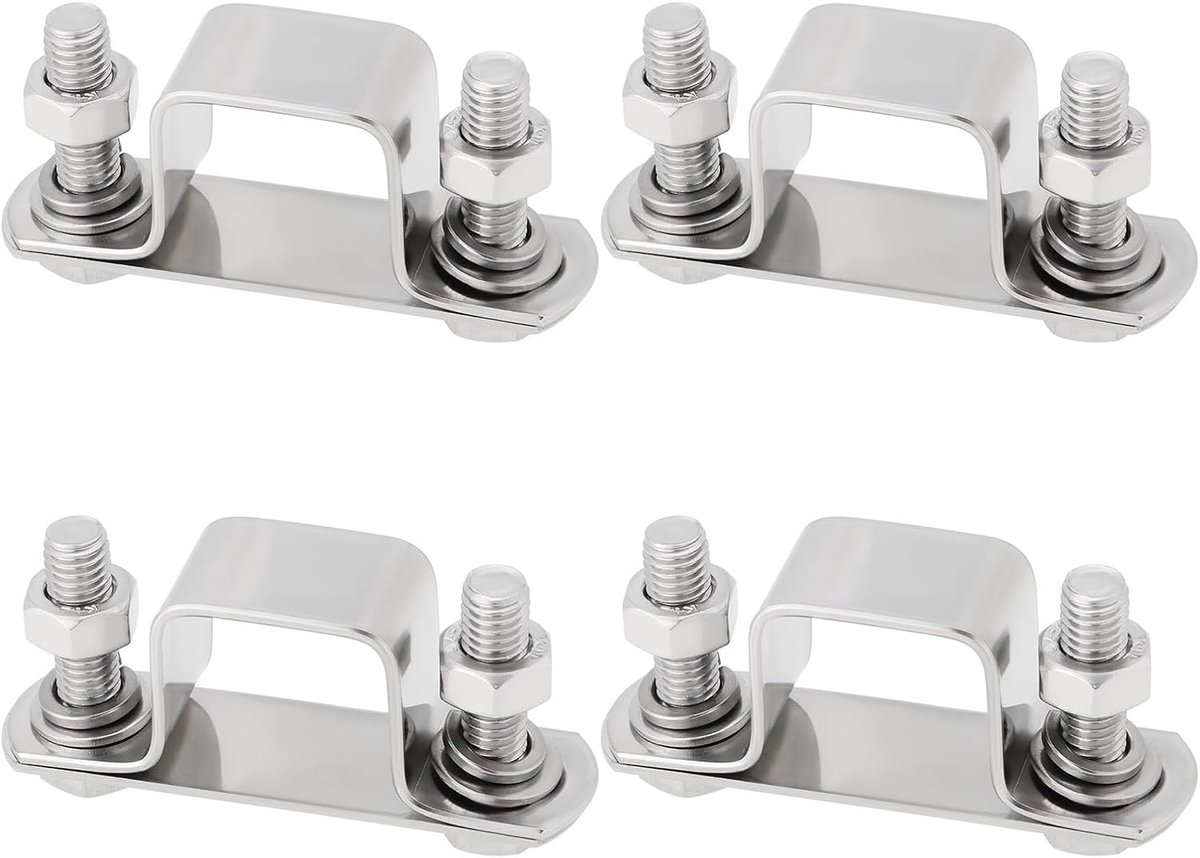 SnelShoppen - 4 Sets U-vormige Bevestigingsbeugel 25mm x 25mm Veiligheidssteun 304 RVS Beugel voor Steunbuizen Kabels Zilver