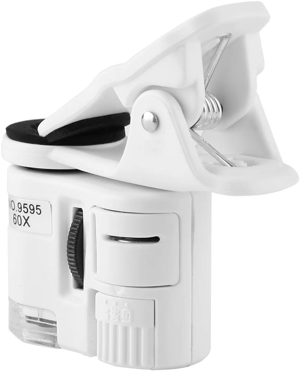 SnelShoppen - Mini Smartphone Microscoop 60X met UV Licht - Ideaal voor Muntherkenning, Sieraden en Antiek - Compact en Draagbaar