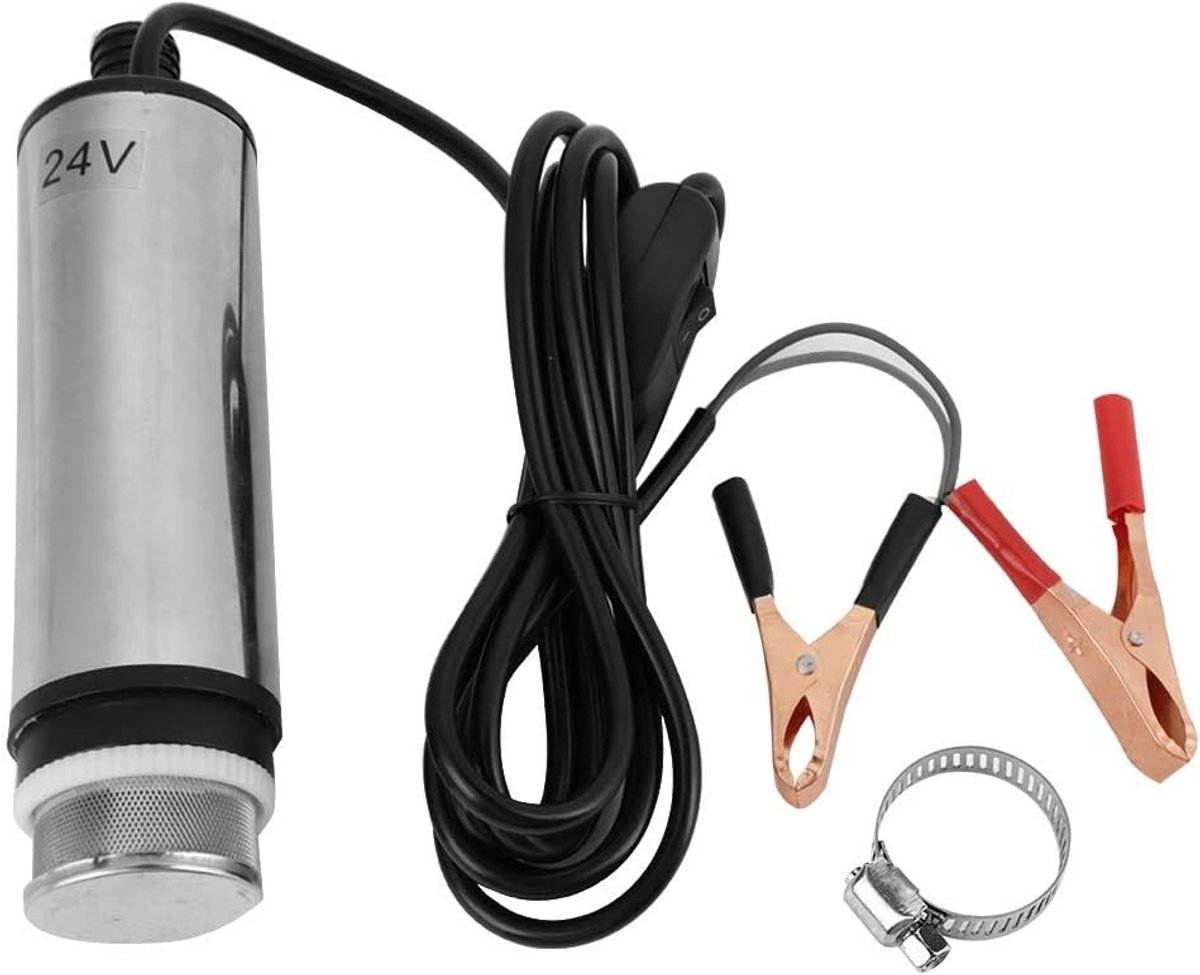 SnelShoppen - Elektrische Dompelpomp DC 24V - Water, Olie, Diesel, Brandstof Overpomppomp voor Kerosine Tanken, Maximaal 40 l/min, Efficiënt en Betrou